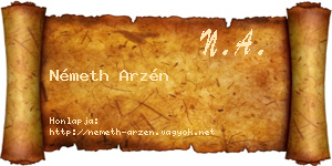 Németh Arzén névjegykártya
